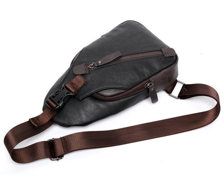 Leather Chest Bag Shoulder Messenger Bag - Minihomy