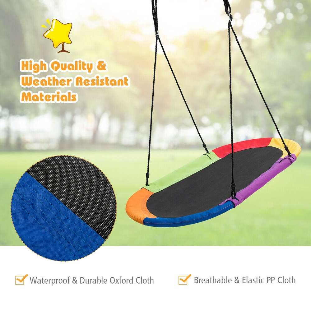 60 Inch Saucer Surf Outdoor Adjustable Swing Set-Colorful - Color: Multicolor - Minihomy