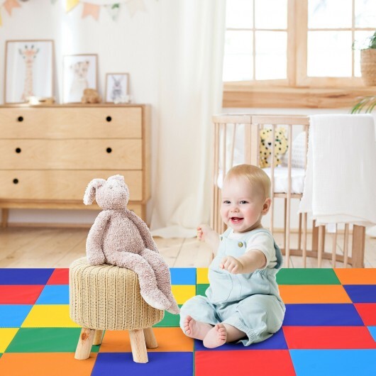 58 Inch Toddler Foam Play Mat Baby Folding Activity Floor Mat - Color: Multicolor - Minihomy