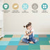 58 Inch Toddler Foam Play Mat Baby Folding Activity Floor Mat-Light Blue - Minihomy