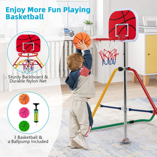 Kids Folding Horizontal Bar with 4 Adjustable Heights-Multicolor - Color: Multicolor - Minihomy