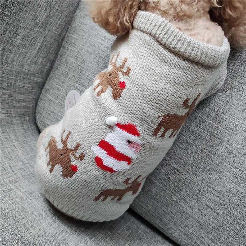 Pet christmas sweater Coat Sweater Gray Cotton Knit - Minihomy