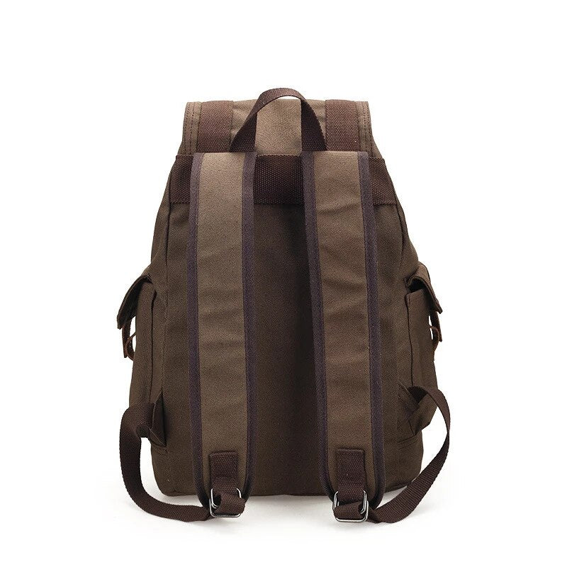 Men's Backpack Large Capacity Canvas Bucket Bag Casual Men's Bag Travel Bag Primary and Secondary School Bags - Minihomy