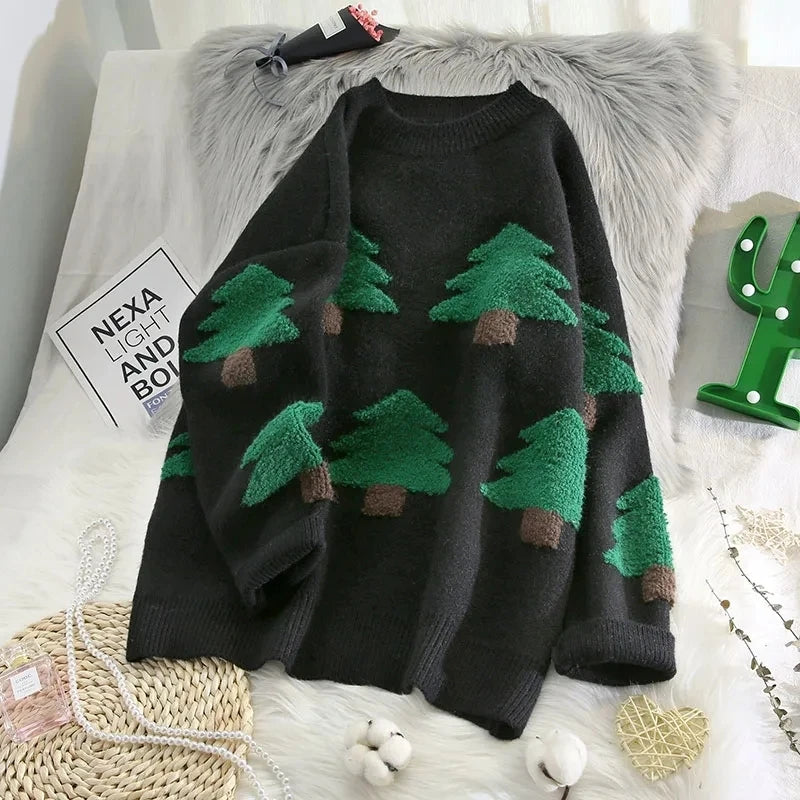 Christmas Sweater Round Neck Long Sleeve Knitted Pullover - Minihomy