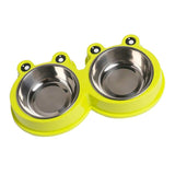 Pet Dog Bowl Puppy Cat Bowl Water Food Storage Feeder Non-toxic PP Resin Stainless Steel Combo Rice Basin 3 Colors - Minihomy