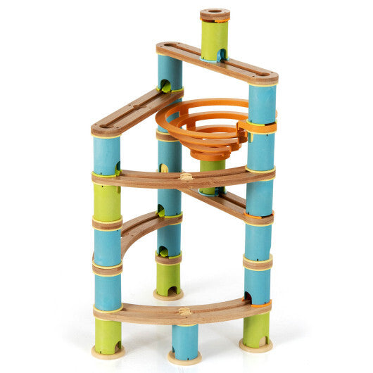 Bamboo Build Run Toy with Marbles for Kids Over 4 - Color: Multicolor - Minihomy