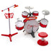 Kids Jazz Drum Keyboard Set with Stool and Microphone Stand-Red - Color: Red - Minihomy