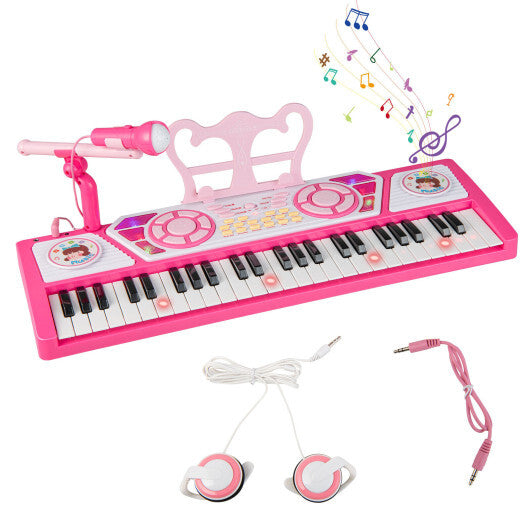 49 Keys Kids Piano Keyboard for Kids 3+-Pink - Color: Pink - Minihomy