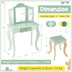 Kids Vanity Set with Tri-folding Mirror-Green - Color: Green - Minihomy