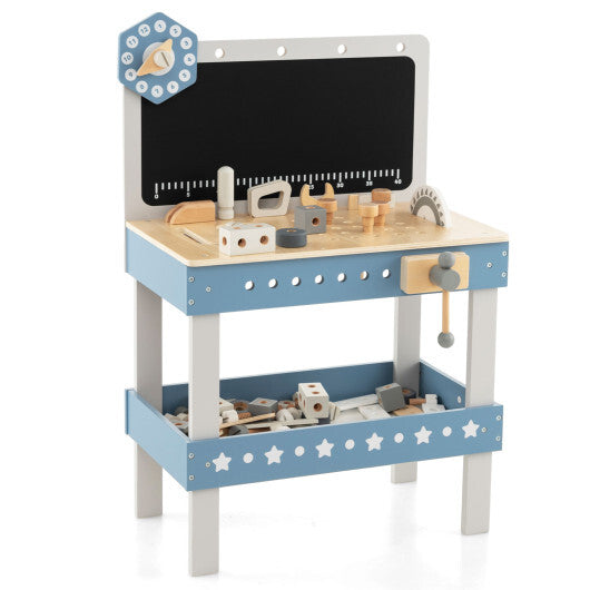 Kids Play Tool Workbench Set with 61 Pcs Tool and Parts Set-Blue - Color: Blue - Minihomy