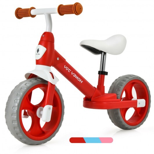 Kids Balance Training Bicycle with Adjustable Handlebar and Seat-Red - Color: Red - Minihomy