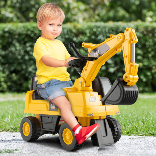 Functional Excavator Toy with Rotatable Digging Bucket-Yellow - Color: Yellow - Minihomy