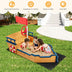 Kids Pirate Boat Wooden Sandbox Children Outdoor Playset - Color: Natural - Minihomy