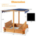 Kids Wooden Sandbox with Canopy and 2 Bench Seats - Minihomy