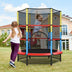 55 Inches Kids Trampoline Recreational Bounce Jumper with Safety Enclosure Net - Color: Multicolor - Minihomy