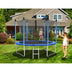 14 Feet Jumping Exercise Recreational Bounce Trampoline with Safety Net - Color: Blue - Size: 14 ft - Minihomy