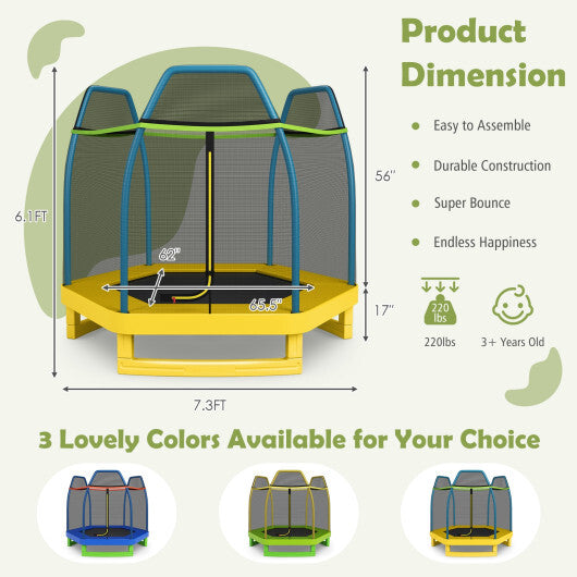 7 Feet Kids Recreational Bounce Jumper Trampoline-Green - Color: Green - Minihomy