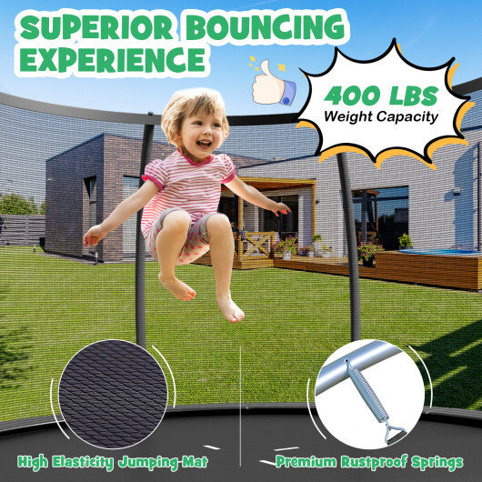 8 Feet ASTM Approved Recreational Trampoline with Ladder-Black - Color: Black - Size: 8 ft - Minihomy