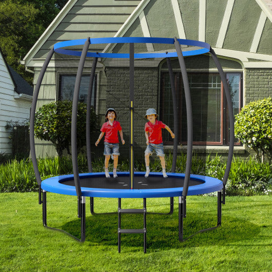 10 Feet ASTM Approved Recreational Trampoline with Ladder-Blue - Color: Blue - Size: 10 ft - Minihomy