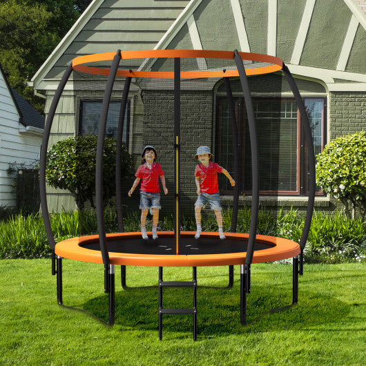 10 Feet ASTM Approved Recreational Trampoline with Ladder-Orange - Color: Orange - Size: 10 ft - Minihomy