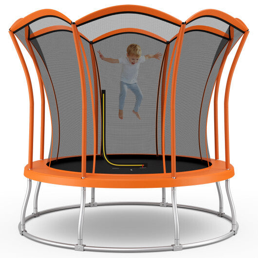 10 Feet Unique Flower Shape Trampoline with Galvanized Steel Frame-Orange - Color: Orange - Size: 10 ft - Minihomy