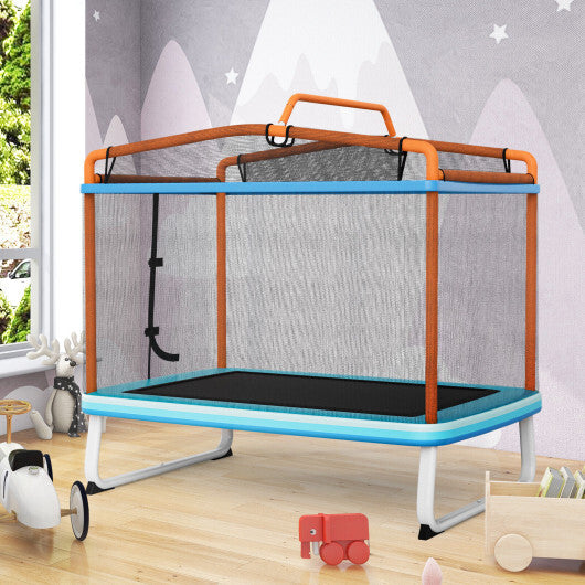 6 Feet Rectangle Trampoline with Swing Horizontal Bar and Safety Net-Orange - Color: Orange - Minihomy