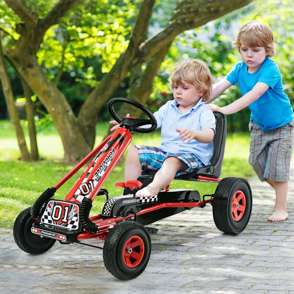 4-Wheel Kids Ride-On Pedal-Powered Bike Go Kart Racer Car - Outdoor Play Toy - Minihomy