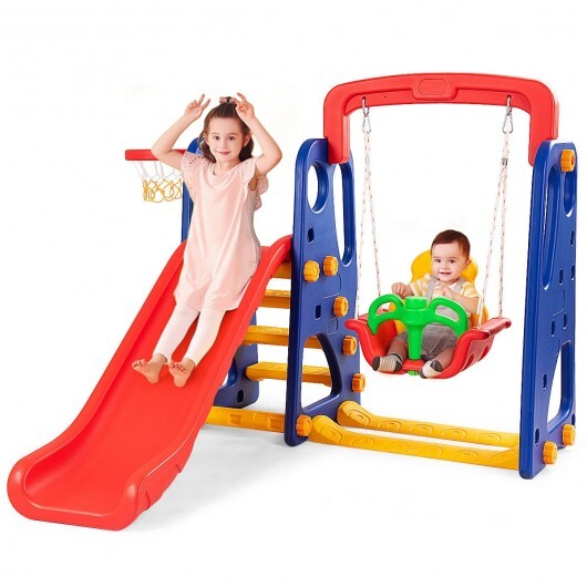 3-in-1 Junior Children Climber Slide Playset - Color: Multicolor - Minihomy