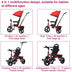 4-in-1 Kids Tricycle with Adjustable Push Handle-Red - Color: Red - Minihomy