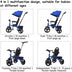 4-in-1 Kids Tricycle with Adjustable Push Handle-Blue - Minihomy