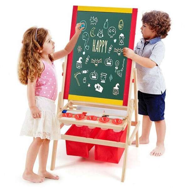 Flip-Over Double-Sided Kids Art Easel - Color: Multicolor - Minihomy