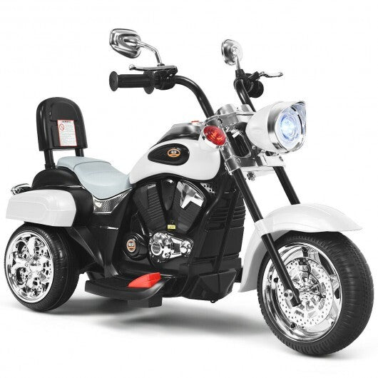 6V 3 Wheel Kids Motorcycle-White - Color: White - Minihomy