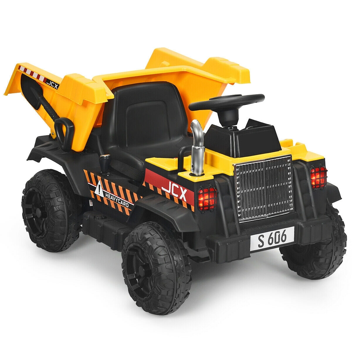 12V Battery Kids Ride On Dump Truck with Electric Bucket and Dump Bed-Yellow - Color: Yellow - Minihomy