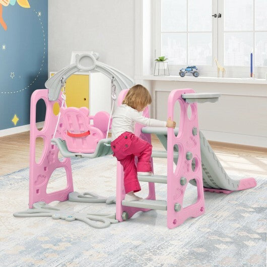 3 in 1 Toddler Climber and Swing Set Slide Playset-Pink - Color: Pink - Minihomy