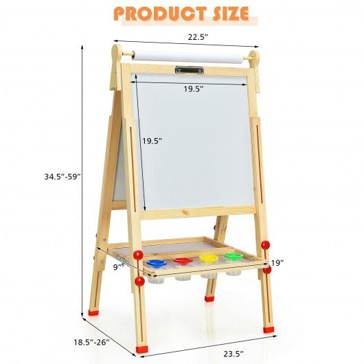 Kids Art Easel with Paper Roll Double-Sided Regulable Drawing Easel Plank - Minihomy