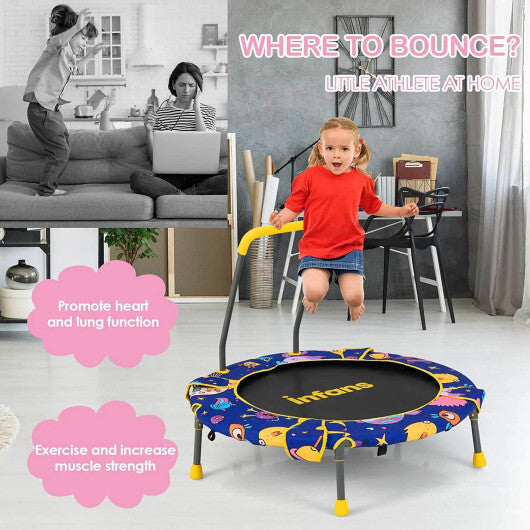 36 Inch Foldable Mini Trampoline for Kids with Adjustable Straps - Color: Multicolor - Minihomy