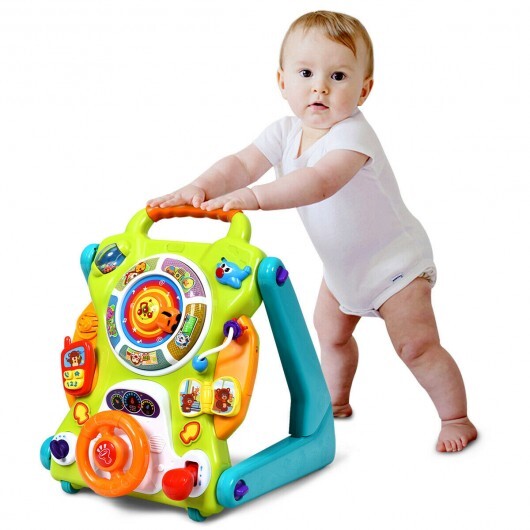 3-in-1 Kids Activity Sit-to-Stand Musical Learning Walker - Minihomy