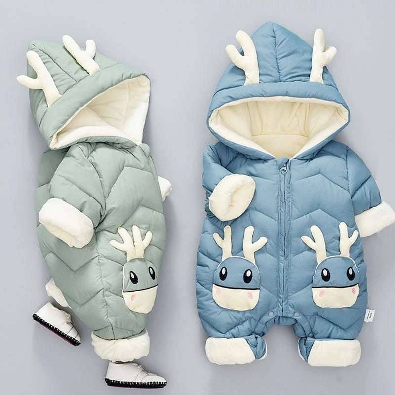 Baby Winter Snowsuit Plus Velvet Thick Baby Boys Jumpsuit - Minihomy