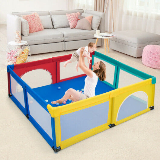 Large Infant Baby Playpen Safety Play Center Yard with 50 Ocean Balls-Color - Color: Multicolor - Minihomy