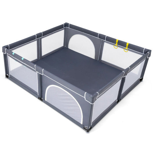 Large Infant Baby Playpen Safety Play Center Yard with 50 Ocean Balls-Dark Gray - Color: Dark Gray - Minihomy