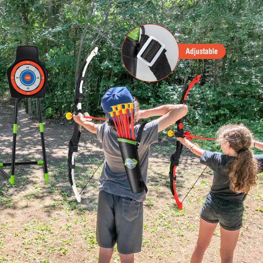 Youth Archery Bow Set with LED Light Up Bow and 20 Suction Cup Arrows for Kids - Color: Multicolor