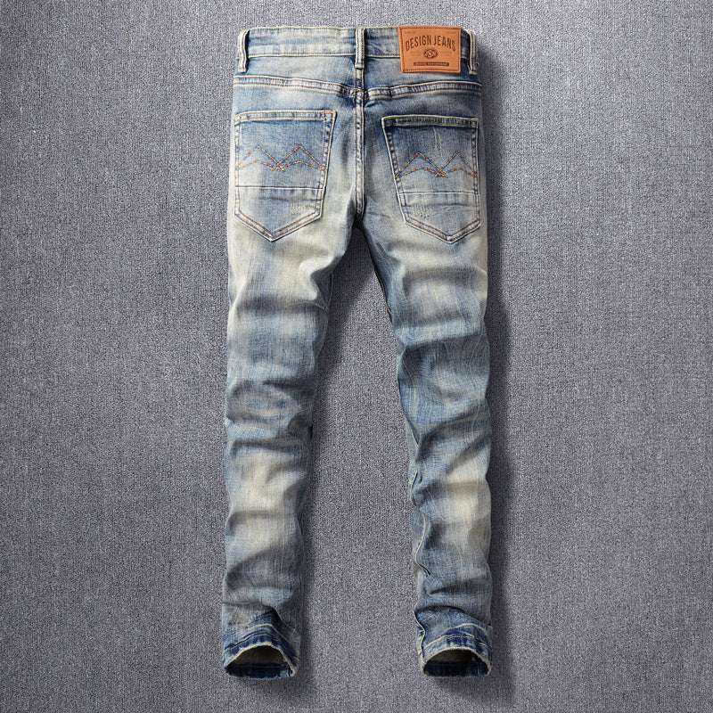 Men's Jeans Made Old Washed Slightly Elastic - Minihomy