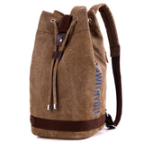 Drawstring Bucket Backpack Multifunctional Large Capacity Casual Canvas Bag - Minihomy