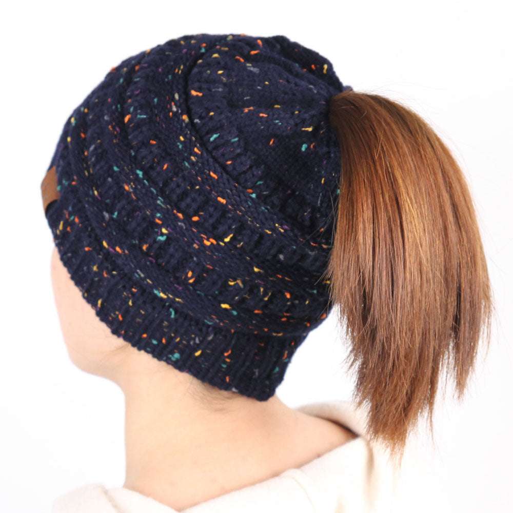 Knitted Ponytail Wool Hat for women - Minihomy