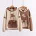 Hooded Bear Embroidery Plus Velvet Sweater Loose And Thin Coat Women - Minihomy