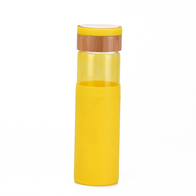 Handle Bamboo Cover Color Silicone Cover Outdoor Water Cup - Minihomy