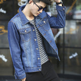 Denim Jacket Korean Style Student Handsome Slim Long-sleeved Gown - Minihomy