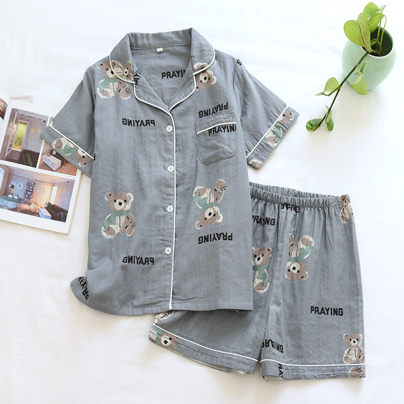 Couple Short-sleeved Shorts Cartoon Thin Spring And Autumn Home Service Suit - Minihomy