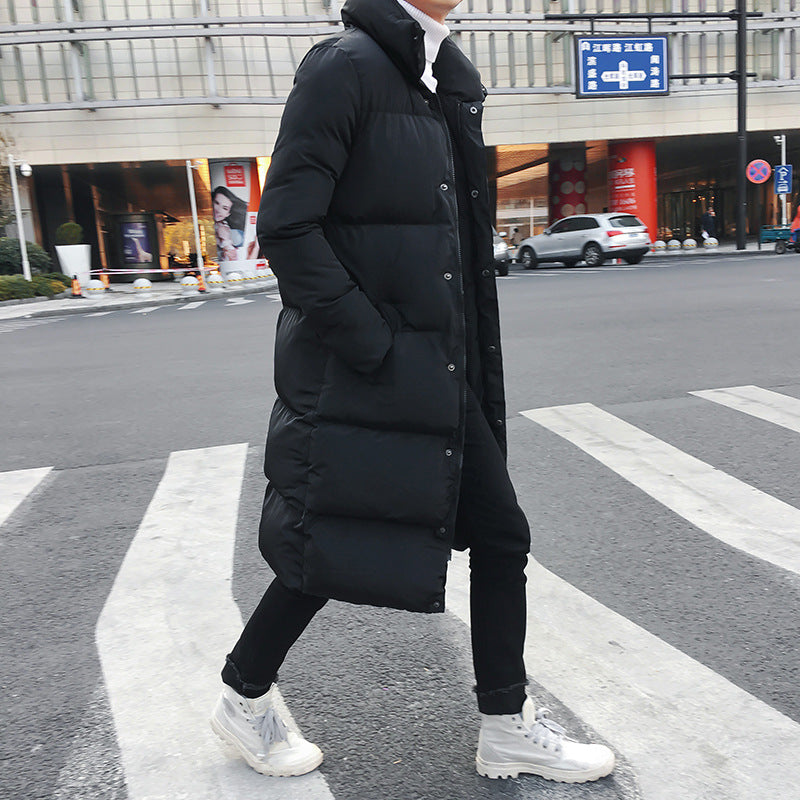 Long Cotton-padded Jacket With Stand-up Collar - Over-knee - Minihomy