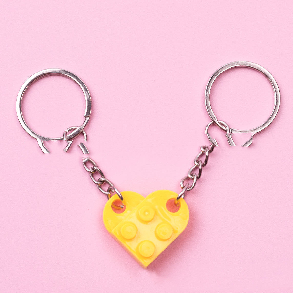 Heart Key Chain Valentines Day Gift Blocks Can Split Key Link Couples - Minihomy